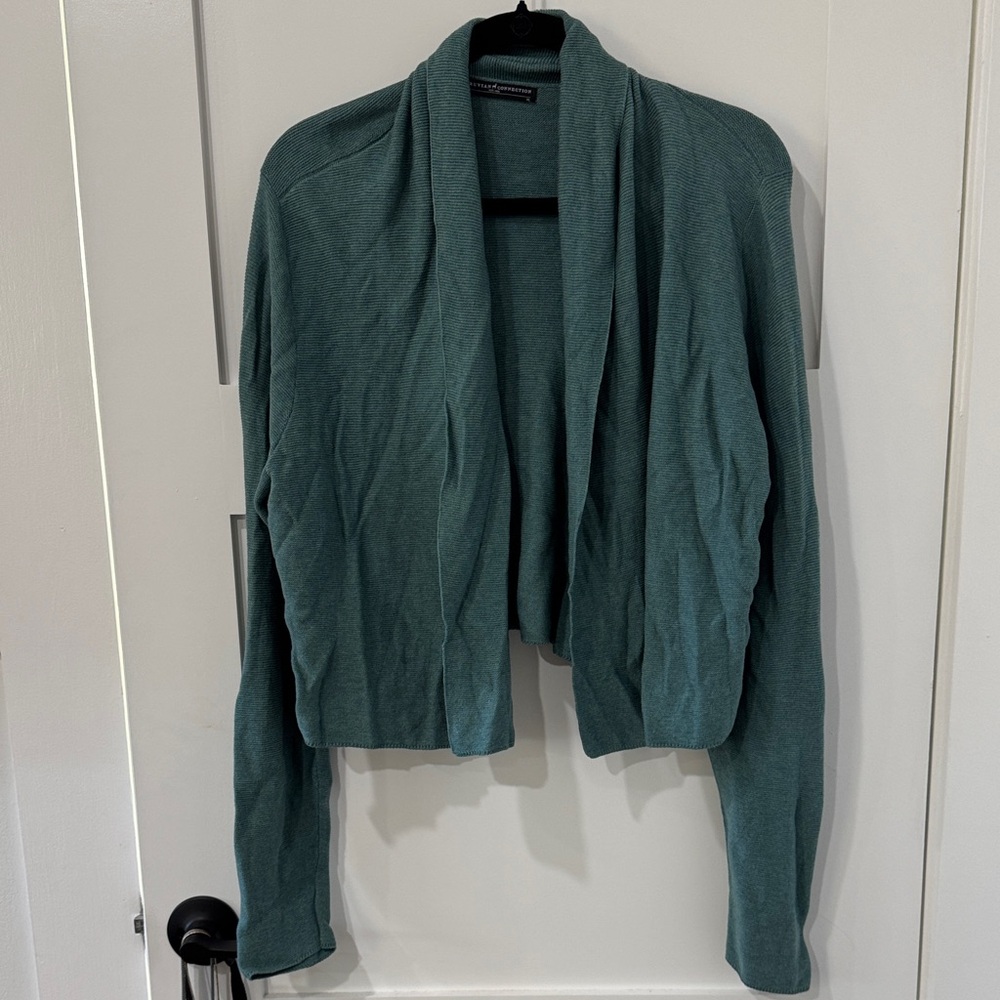 Peruvian Connection Sea Green Shawl Collar Cardig… - image 1